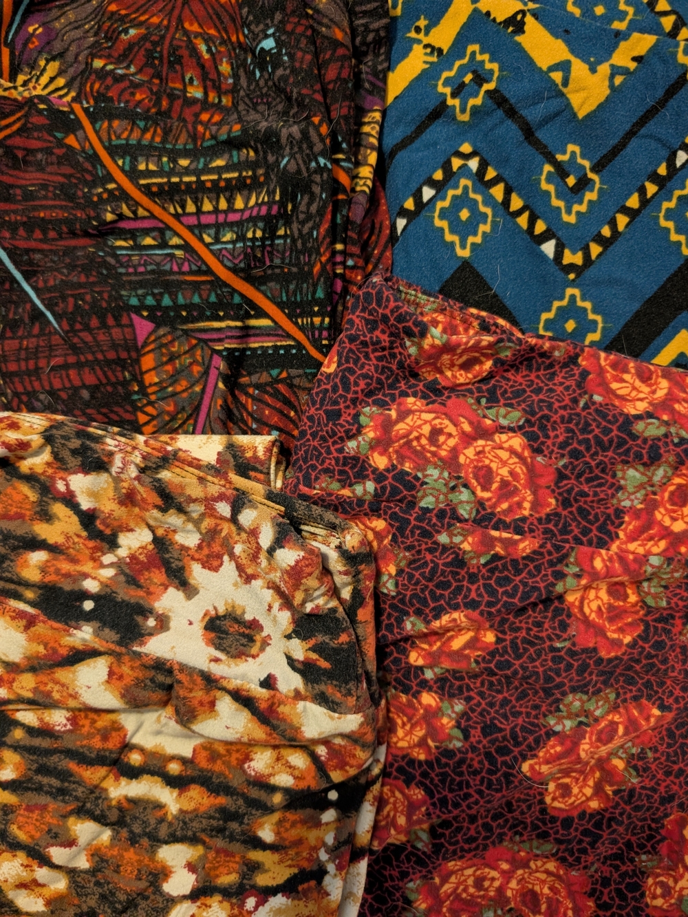 LuLaRoe TC Leggings - Red, Orange, Yellow, Blue & Black Fall Prints